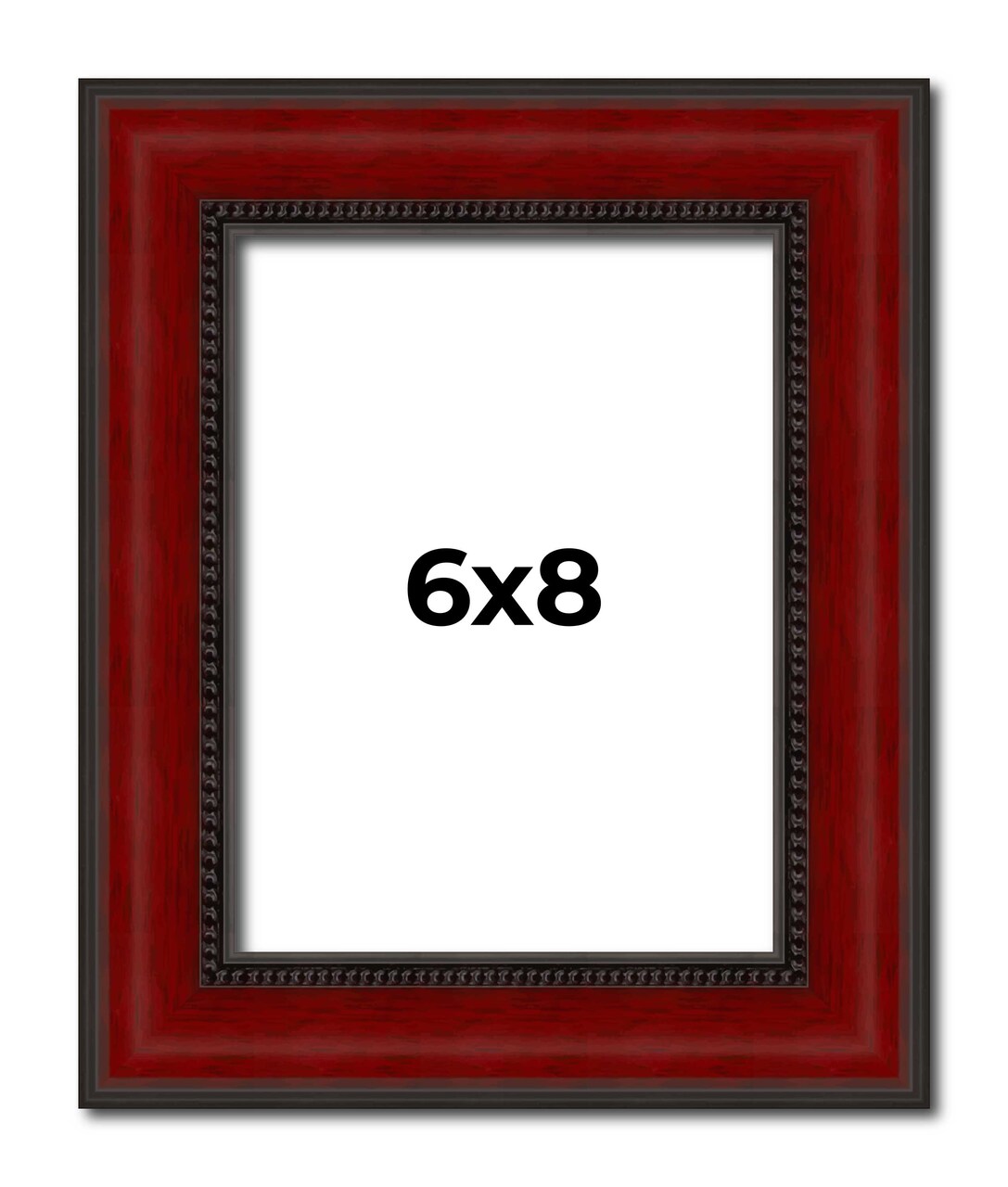 6x8 Weathered Red Picture Frame - UV Acrylic, Foam Board Backing, Hanging Hardware